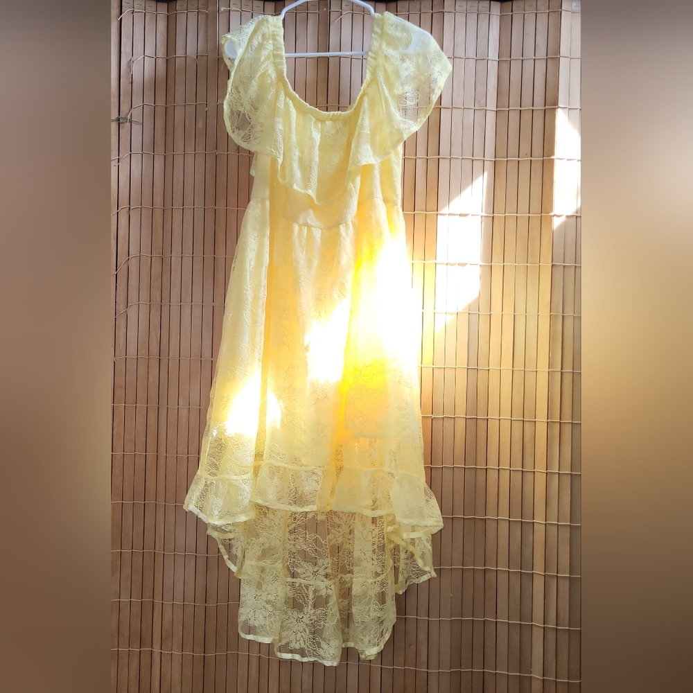 Women's Yellow lace high low dress by Shein, Size 2XL